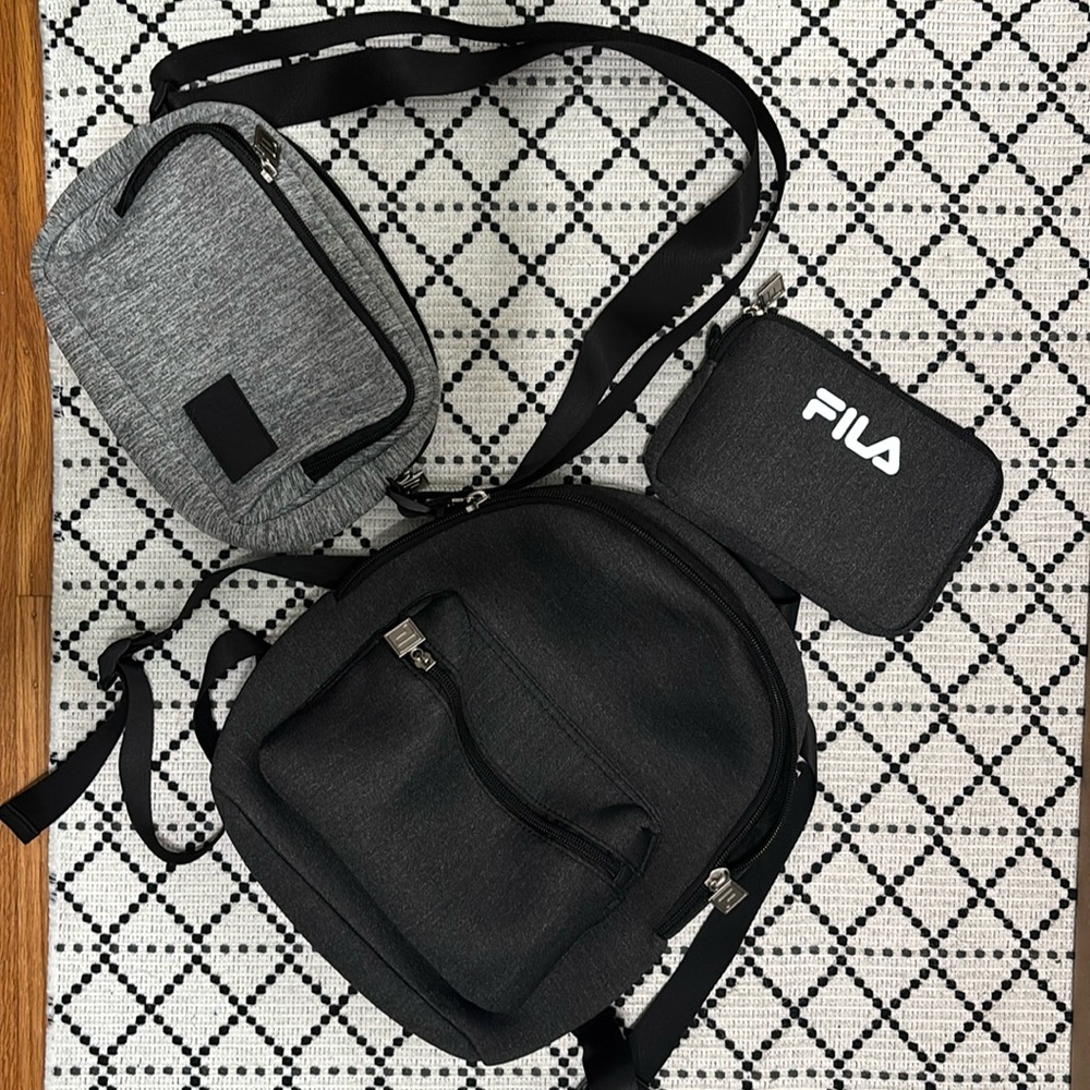“Scuba” feel material mini backpack and small purse